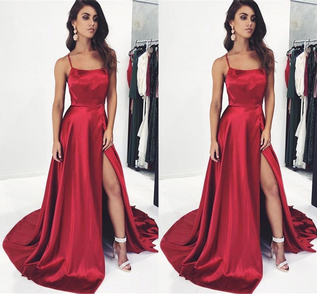 deep red silk dress