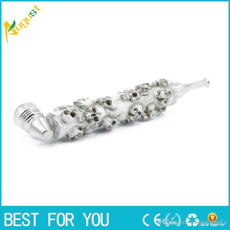 

Sharpstone skull resin pipe 15cm smoking tobacco metal pipe with cover KL001W