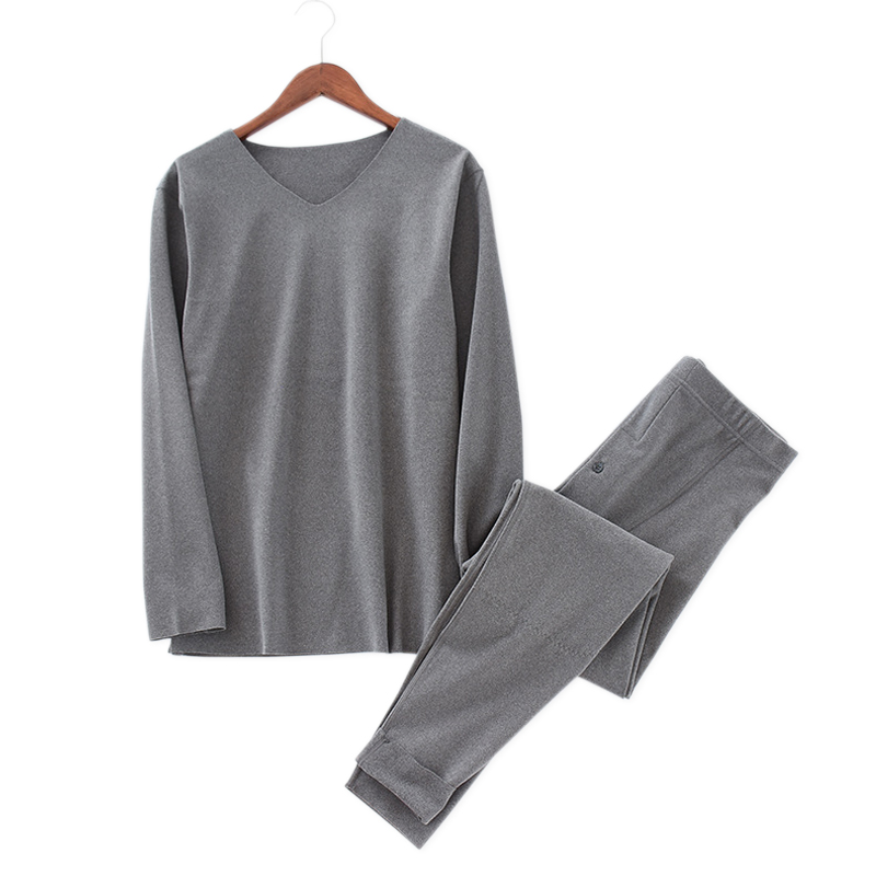 

Free Collocation thermal underwear men tops and bottoms winter keep warm pajamas sets men sleepwear quality pyjamas for male, Gray