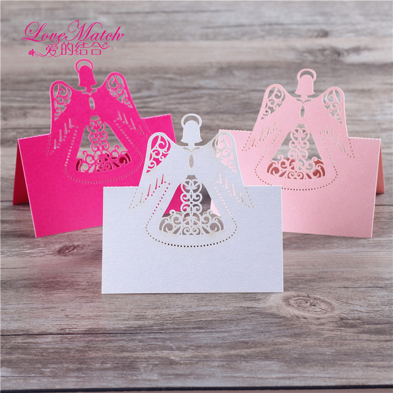 

40pcs angel Laser Cut Table Name Place Card For Luxury Wedding Decoration Table Name Card Wedding Place Paper Party Favors