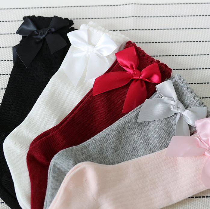 

New design Kids Socks Toddlers Girls Big Bow Knee High Long Soft Cotton Lace baby Socks, Pick colors & quantity