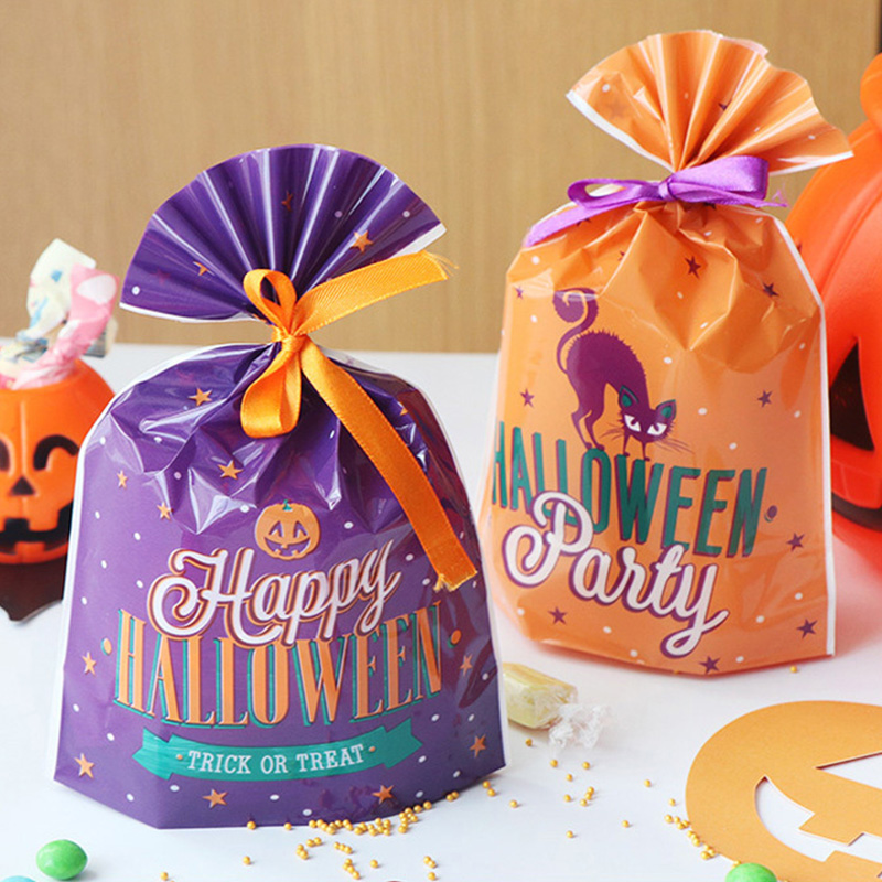

20/40pcs Happy Halloween Candy Bags Horror Pumpkin Castle Snack Cookie Bag For DIY Halloween Party Plastic Gift Packing Pouch