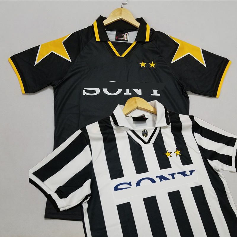 

Retro Juventu home and away 95 96 soccer jerseys DEL PIERO INZAGHI Vieri ZIDANE Tacchinardi Classic football suit