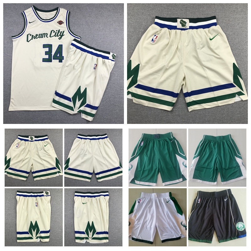 

Mens nba Milwaukee Bucks Swingman Statement Performance Basketball Shorts New Ray 34 Allen Giannis 34 Antetokounmpo Sweatpants Shorts, Grey