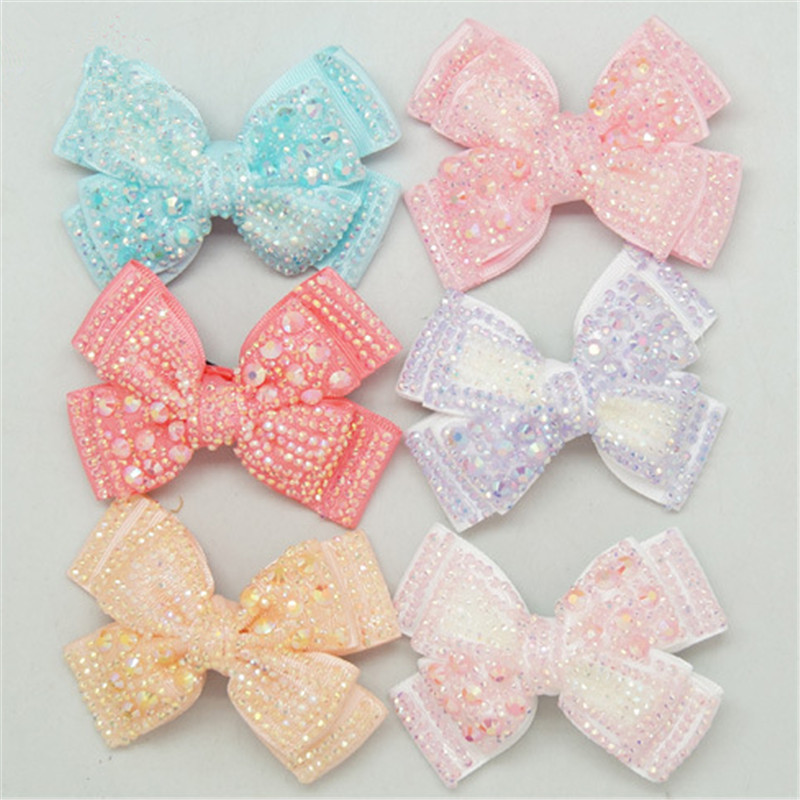 

10pcs/lot Children Hair Accessories Girls Hair Bows Glitter Clips with Rhinestones Princess Hairpin Party Kids Barrettes