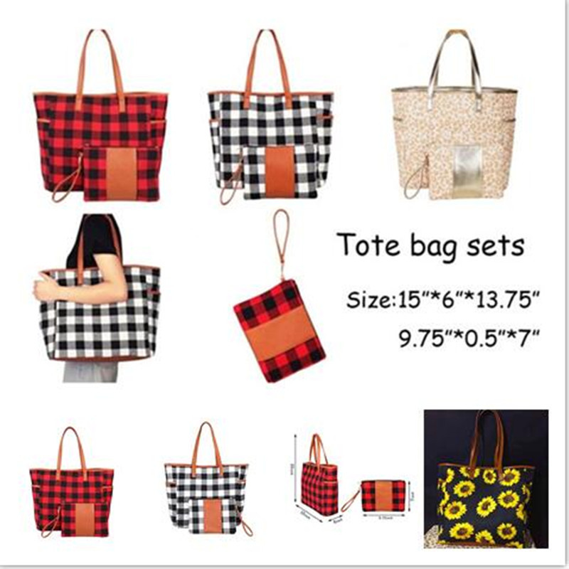 

Plaid Leopard Duffel Bag Big Travel Striped Tote Sunflower Print Shopping Handbag with Small Clutch Bag Sarah Large Weekenders Bag D11505, 5color pls list u need