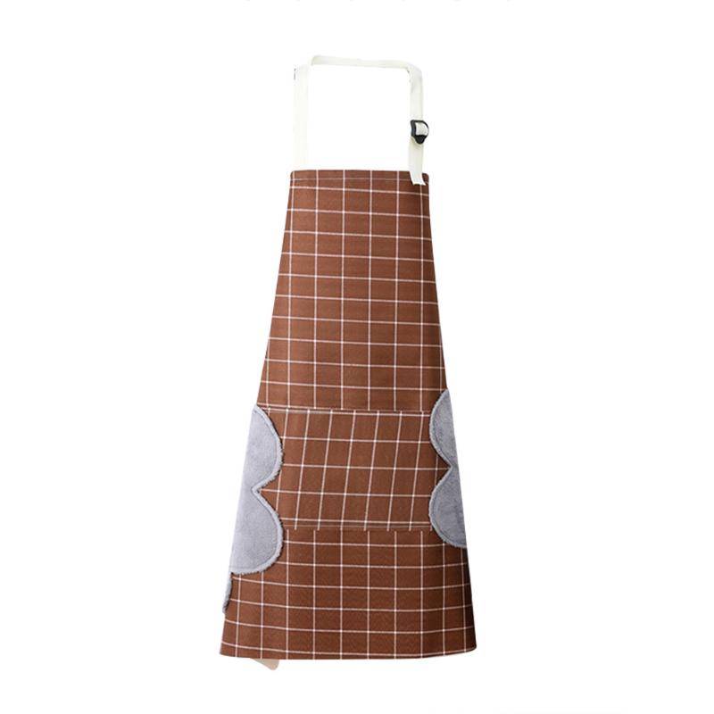 

Erasable Hand Waterproof Apron Kitchen Oil and Dirt Antifouling Plaid Apron Large Front Pockets TB Sale