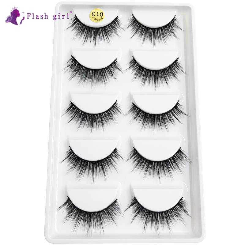 

Flash Girl Wholesale Natural False Eyelashes Long 5 Pairs 3D Mink Lashes Extension for Beauty Makeup 013