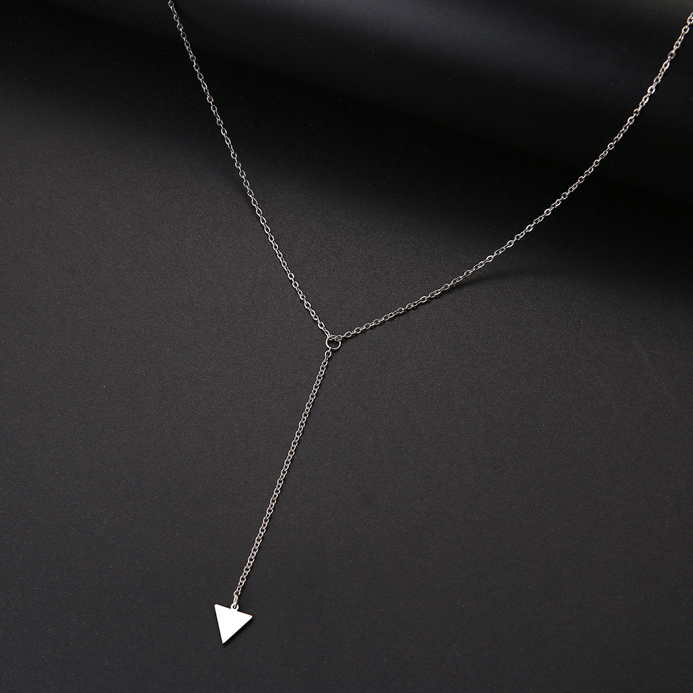 

High-quality Dotofi For Women Gold And Silver Color Necklace Long Chain Triangle Stainless Steel Pendant Necklace Engagement Jewelry Gift