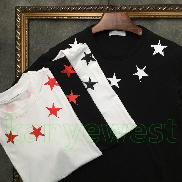 

2019 newest Luxury top mens Broken pentagram print t shirt five pointed star t shirt cotton t shirt casual Designer tshirt Camiseta tops tee, Black with white star