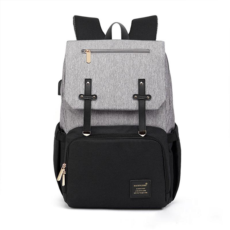 

Waterproof Mummy Backpack Diaper Bag Baby Stroller Bag Large Capacity Handbag Nursing Nappy USB Rechargeable Holder, Dxa0058-bk