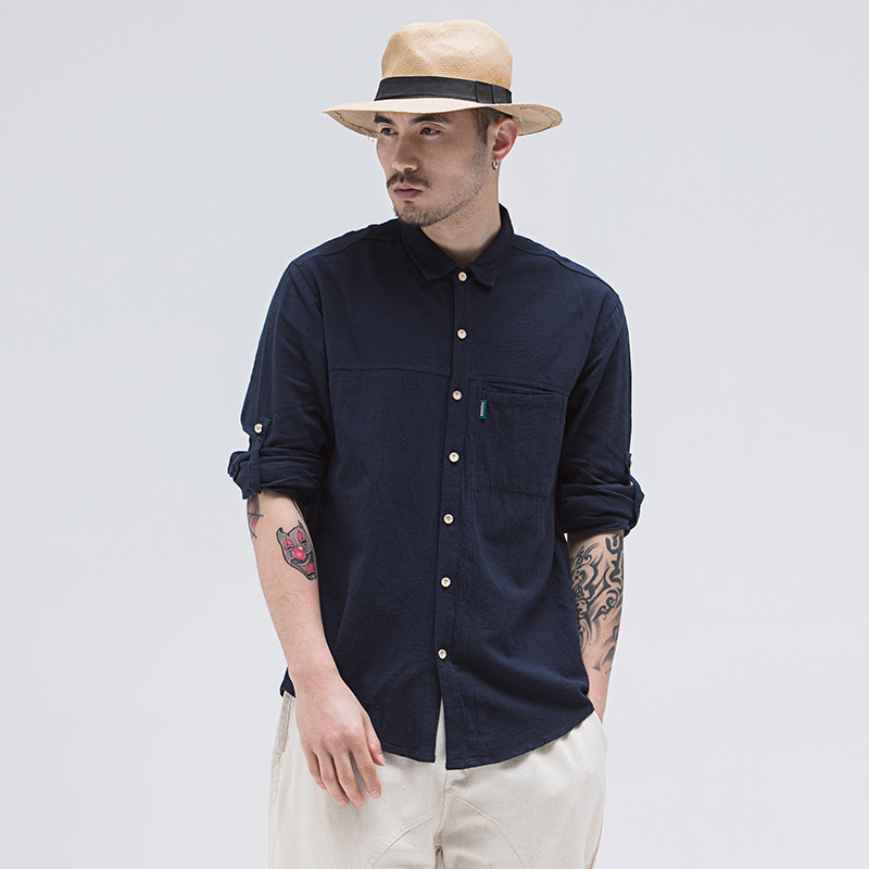 

Causal Linen Shirt Men Long Sleeve Shirts Comfortable Breathable Natural Linen 2020 NEW Trend Classic Mens Dress Shirts, Blue