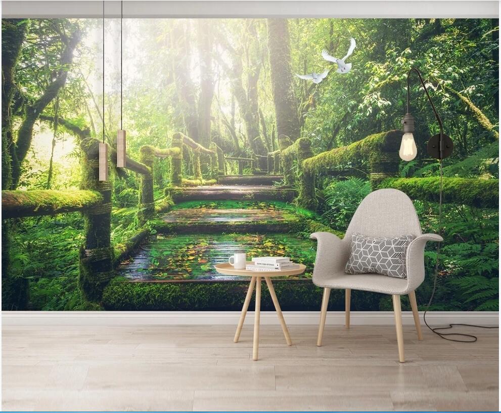 

WDBH 3d wallpaper custom photo 3D corridor green path landscape painting fantasy forest TV home decor 3d wall murals wallpaper for walls 3 d, Non-woven wallpaper