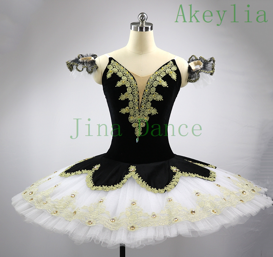 Black White Nutcracker Pancake Tutu Costume Women Adult Girls Harlequinade Professional Ballet Tutu Stage Dress Pancake Tutu Children's-image-424207163