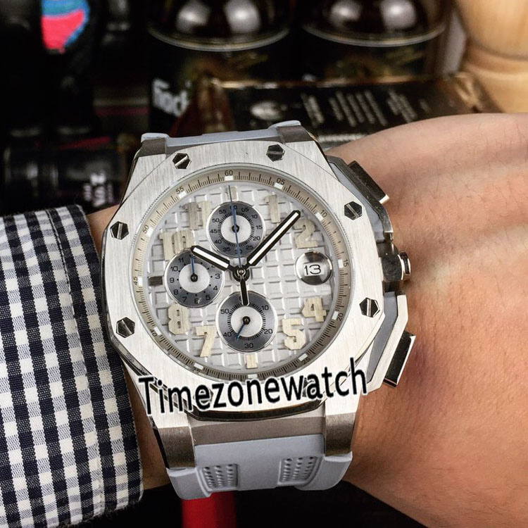 

Royal 26210OI Steel Case Miyota Quartz Chronograph Mens Watch Stopwatch Gray Texture Dial Silver Subdial Rubber WatchesTimezonewatch E76a1, Customized waterproof service