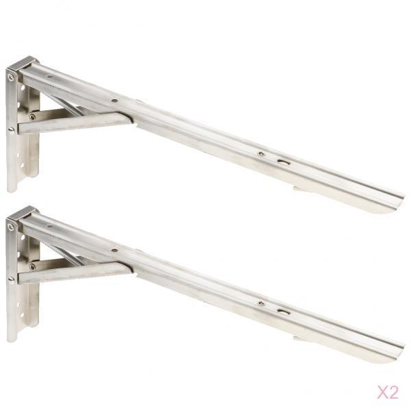 

2 pairs movable folding 14\" shelf bracket stainless steel corner brace joint
