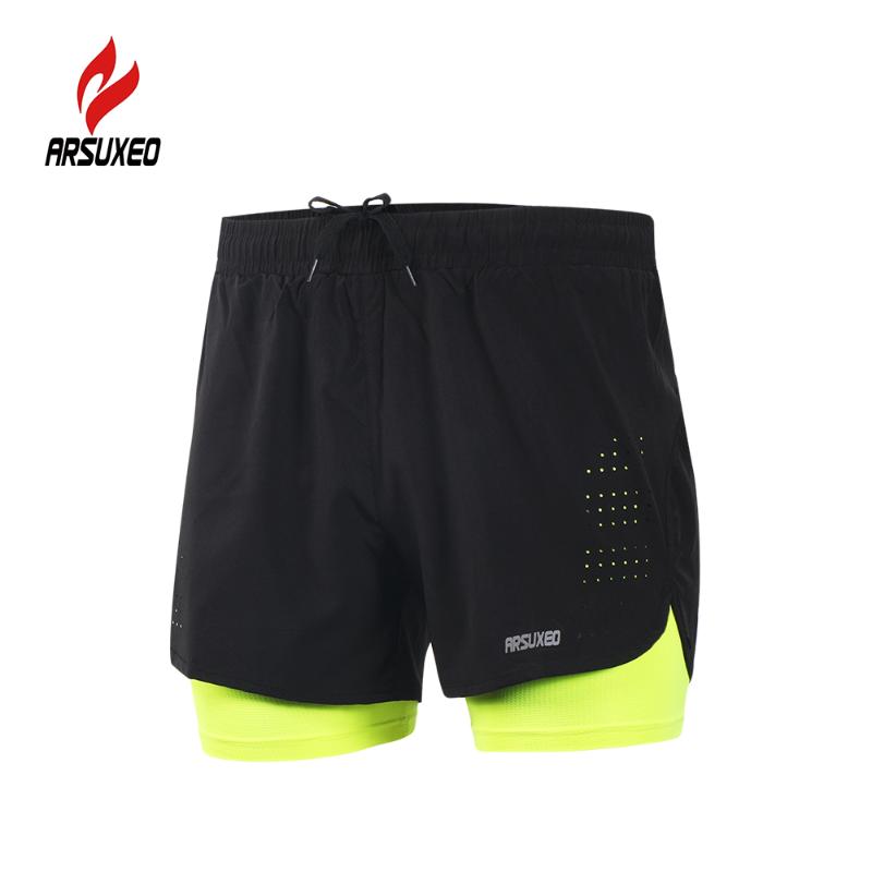 

LIXADA Men' 2-in-1 Cycling Shorts Quick Drying Breathable Active Training Exercise Jogging Running Shorts Longer Liner, As show 2 y8253lgy
