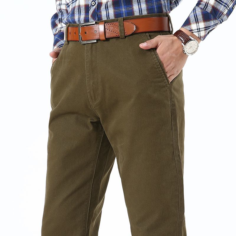 

ICPANS Casual Pants Men Plus Size 40 42 Black Army Khaki Loose Cotton Straight Pants Men Casual Trousers Classic, Bc-8832 black