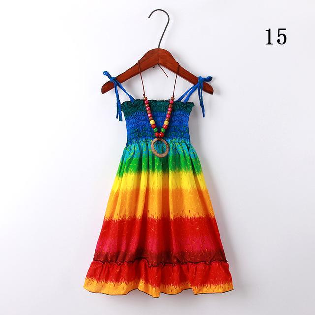 

Hot Summer kids designer costumes bohemian style baby Girls dresses for sleeveless girls beach dresses flower printing Girls Clothes, #08