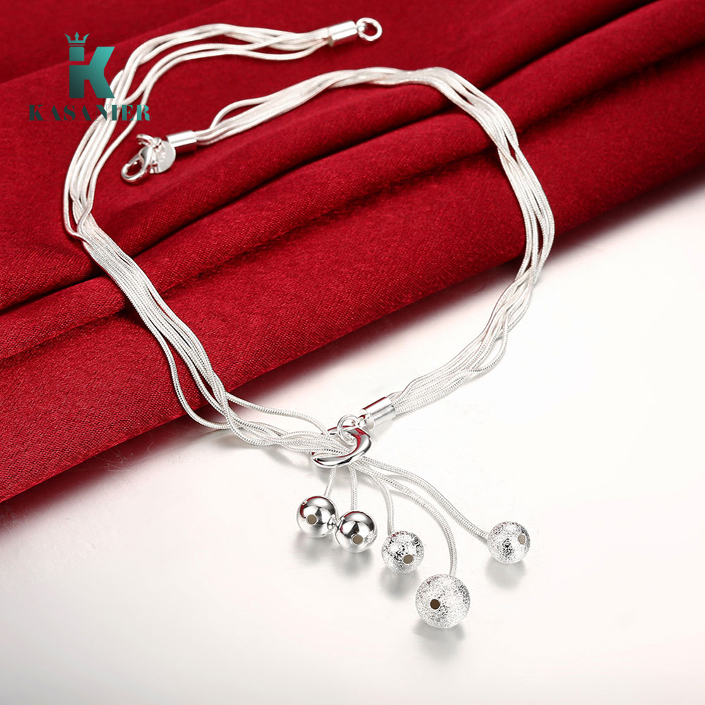 

Fine Jewelry Charm 925 Silver Bead Necklace Classic High Quality Fashion light sand chain Priced At Direct Wholesale Gift Party