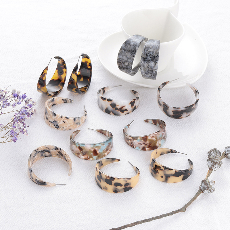 

Charm Trendy Big Circle Geometric Earrings For Women Tortoiseshell Acrylic Bohemian Vintage Jewelry Accessories Pendientes