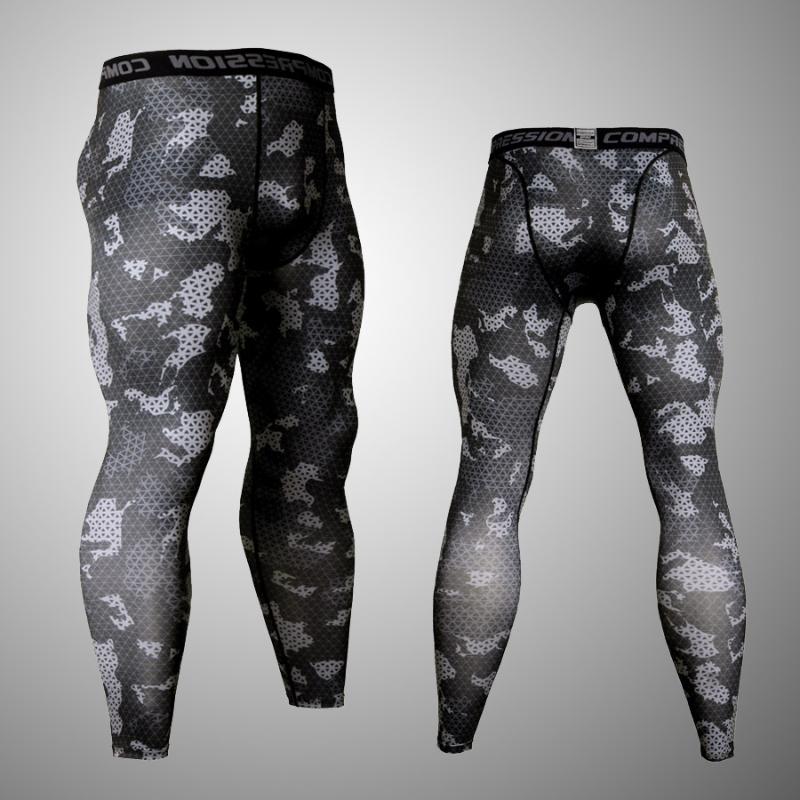 

Men' Running Tights Camouflage Sportswear Compression Quick-Drying Winter Jogging Warm Base Layer Man Gym Training Leggings, White t-shirt