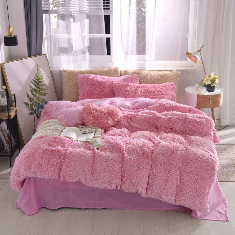 

Customized Mink Velvet Bedding Set 21 colors Fleece Duvet Cover Pillowcases without bedsheet  Full Queen King Size 3pcs, Dz4