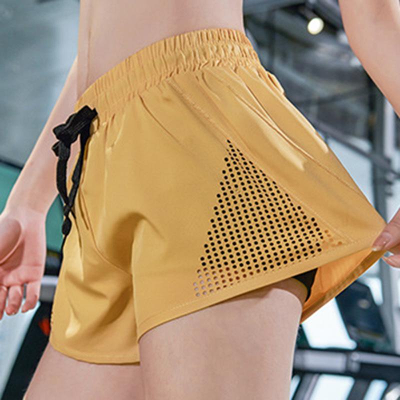 

Women quick-drying Casual Shorts Female Elastic Loose Yoga Training Running Shorts Summer Hollow Sports Fitness Workout, Black