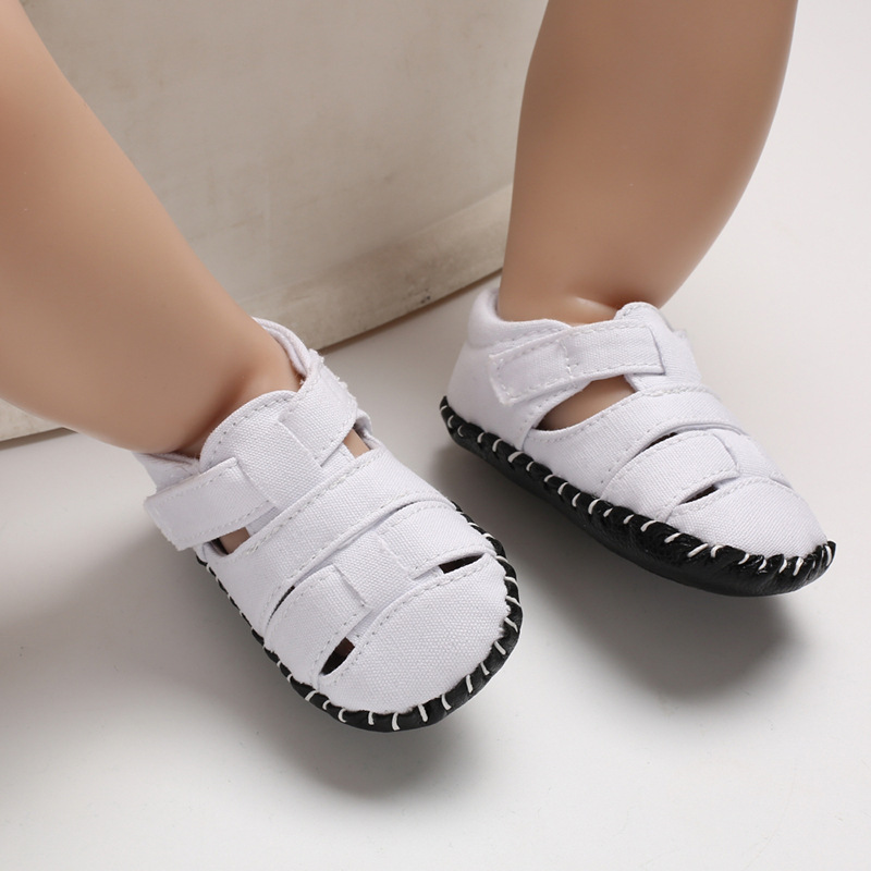 

Soft Non-slip Flats Canvas Newborn Kids Toddler Shoes Summer Little Children Covered-toes First Walkers Baby Boys Beach Shoes, Black