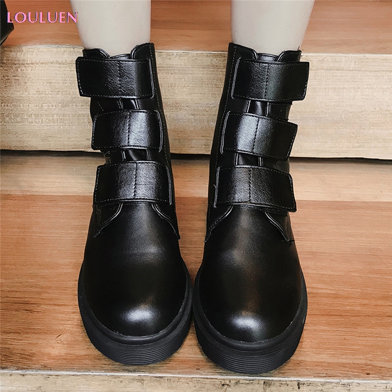 

Light Buckle Boots Ladies Roman Women's Ankle Booties Large Size Short Low-Heeled Boots Round Toe Fashion Shoes Drop #1225, Bk