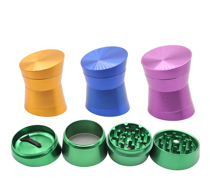 

New Type of Four-layer Multi-color Inclined Aluminum Alloy Smoke Grinder 63mm Creative Metal Smoke Crusher Individual Wholesale