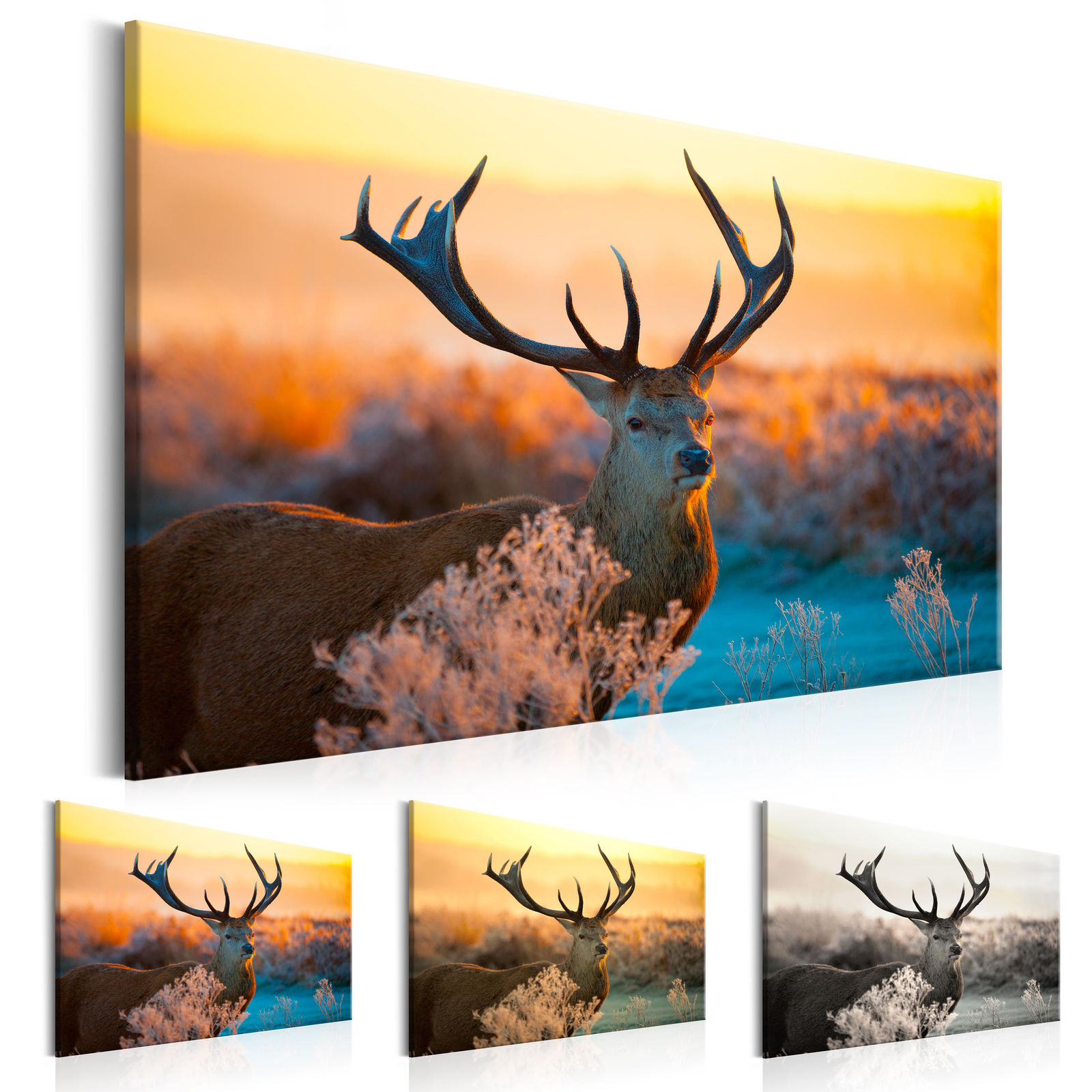 Unframed 1 Panel Large HD Printed Canvas Print Painting Setting Sun Elk Home Decoration Wall Pictures for Living Room Wall Art on Canvas-image-449094631