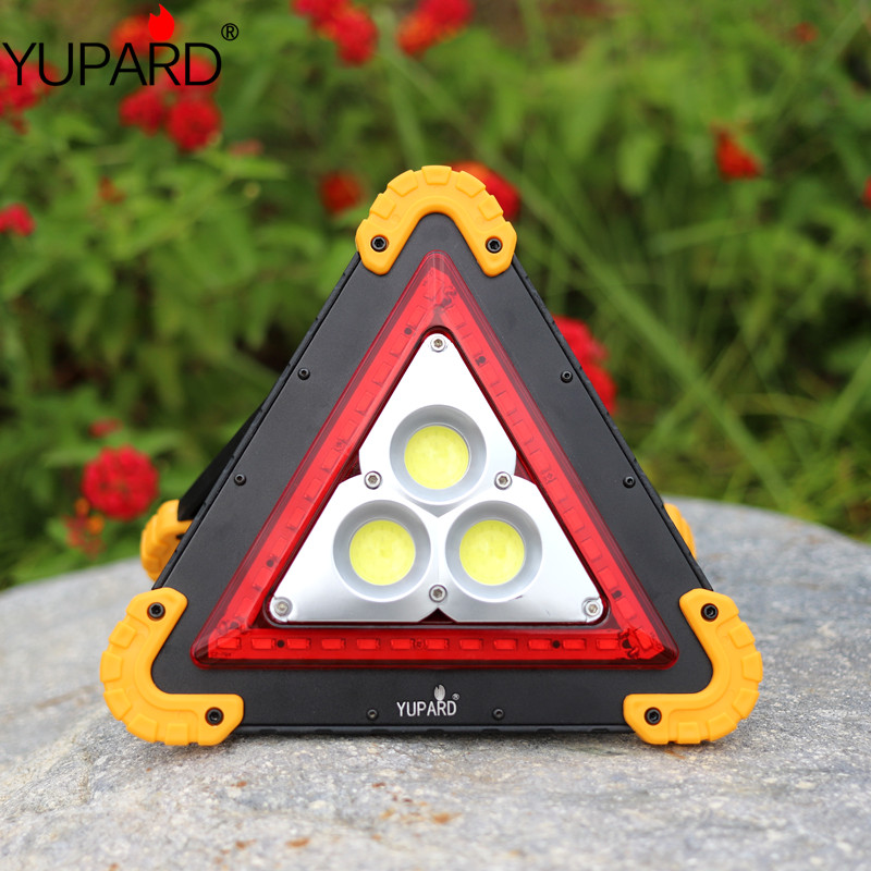 

Triangle Warning Led Floodlight 4 Modes COB LED Car Repairing Work Lamp Multi-function Camping Light Searchlight +18650 battery