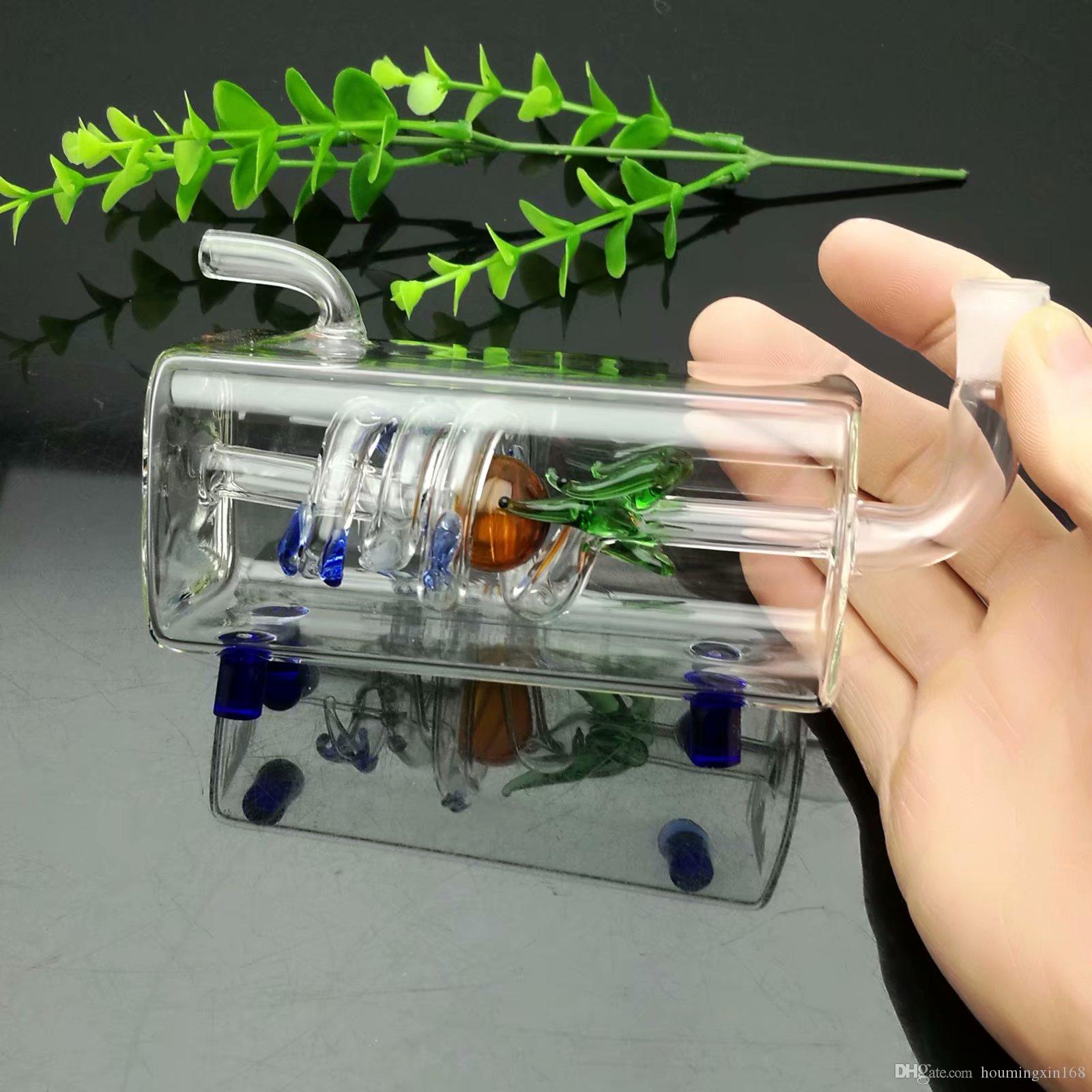 

Hot-selling square-tube glass pan dragon water cigarette kettle Wholesale Glass bongs Oil Burner Glass Water Pipes Oil Rigs Smoking Free shi