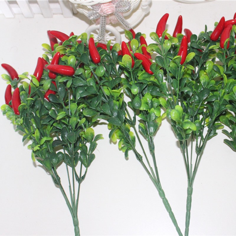 

15 Heads New Red chili Artificial PE Foam Red cherry plant Bride Bouquet Home living room Decor Home garden DIY Supplies