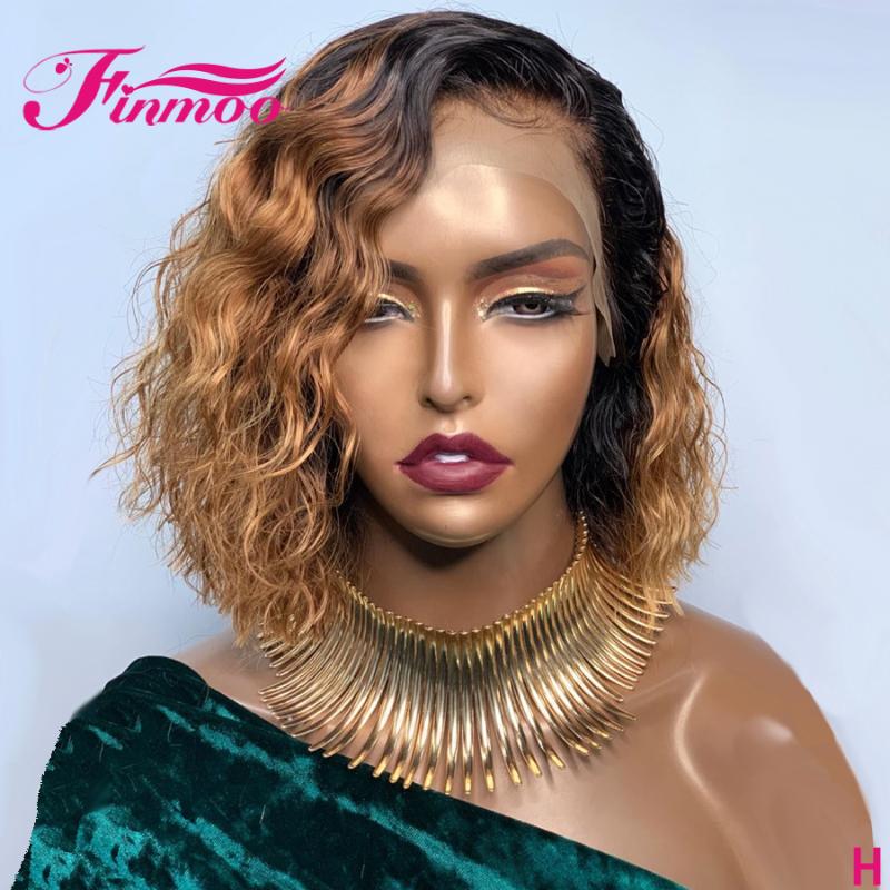 

Curly Bob Wig 13x6 Honey Blonde Lace Front Wigs Ombre Human Hair Wig For Women Bob 360 Lace Frontal Peruvian Remy 150%, As pic