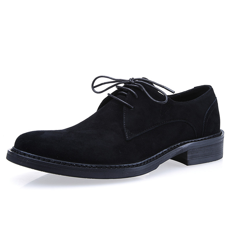 

Cowhide Leather Shoes Lace-up Round Toe Breathable Men's Leather Shoes Men's Formal Wear Business Work Derby Shoes, Black
