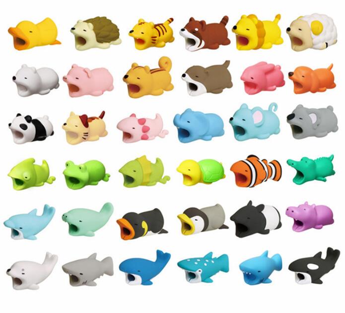 

Free Ship 36pcs Different Designs Animal Cable Bite USB Phone Charger Data Protection Cover Mini Wire Protector Cable For Cell Phones