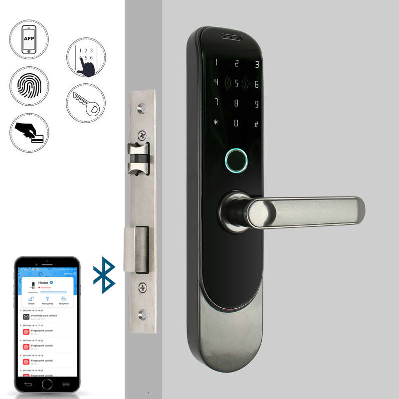2019 Raykube Diy Biometric Fingerprint Door Lock Digital Smart Card Bluetooth Mobile Phone App Keyless Deadbolt Mortise Lock R Fg4 T191029 From