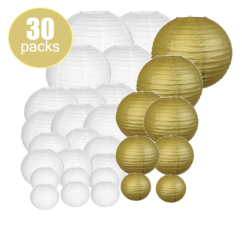 2019 6 14 White Gold Papier Lampion Wedding Paper Lantern Chinese