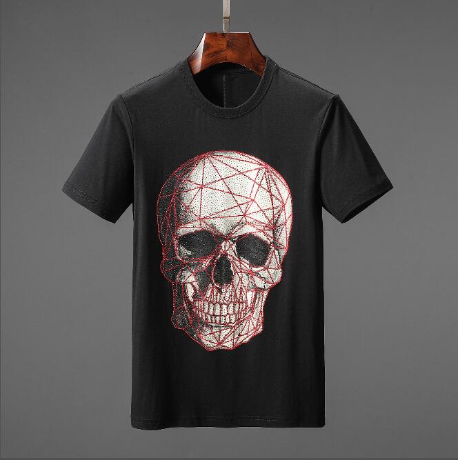

Black skull head printed men Anti-Shrink T-Shirts street fashion crew neck Anti-Wrinkle short sleeve t shirt