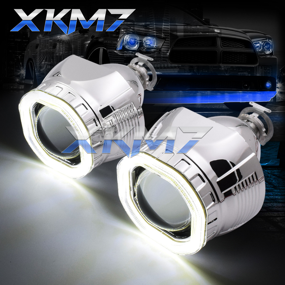 

Square LED COB Halo Angel Eyes HID Bixenon Projector Lens H1 H4 H7 Xenon Headlight Running Light 2.5'' Car Motorcycle Tuning Kit