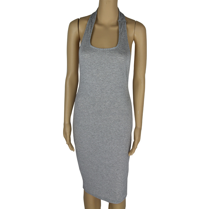 

5726 sexy backless hip-covered dress gray armless tight dress, Support customization