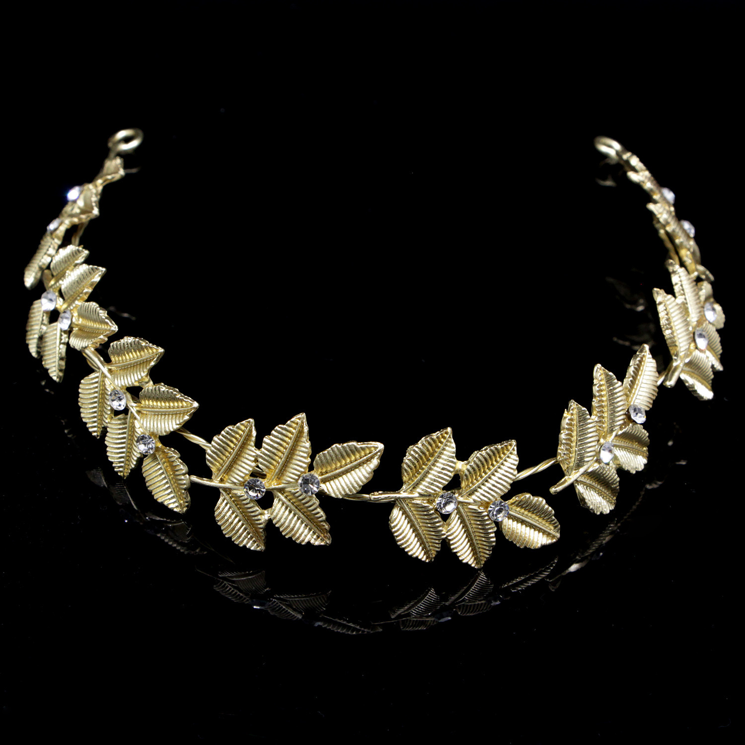 

Bride Wedding Hair Decorate Accessories Baroque Golden Leaf You Soft Drill Chain Headwear Frontlet Hair Hoop Hair Band