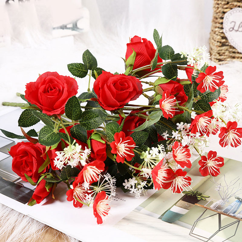 2020 6 Cm 5 Branch 20 Head Rose Jasmine Flower African Fake Silk
