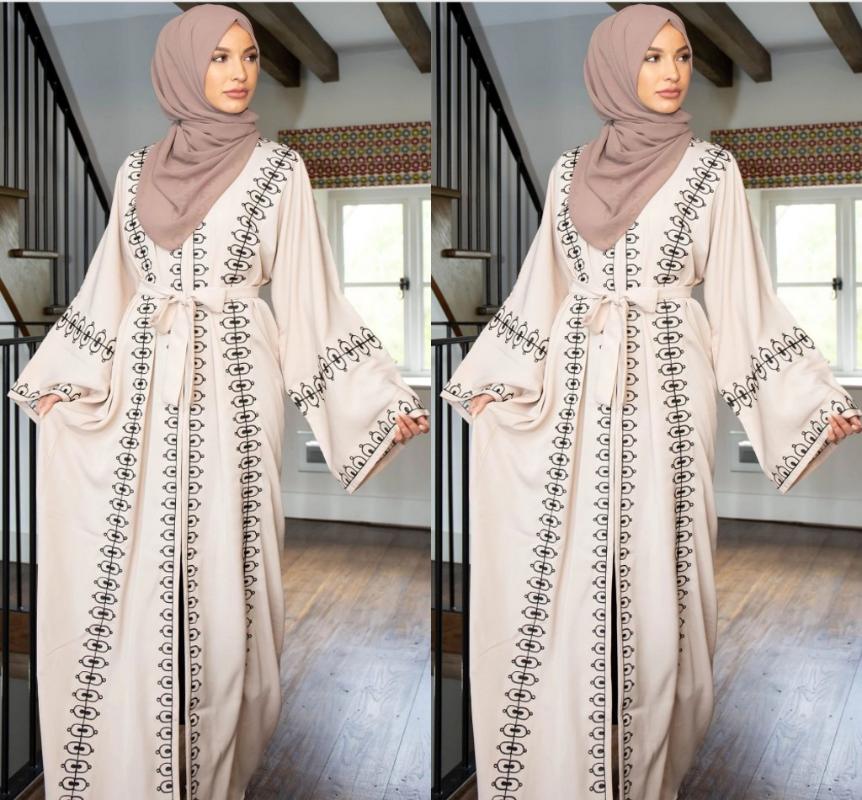 

Muslim Robe Islamic Women Middle East Duibai Arab Ramadan Prayer Lace Abaya, Red