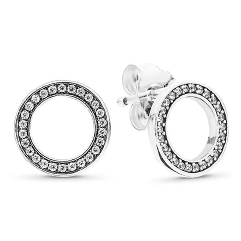 

Stud Fashion Silver Color Lucky Forever Circular Earrings For Women Authentic Original Jewelry Gift