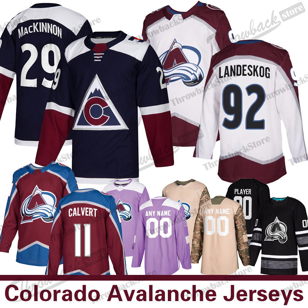 

Nathan MacKinnon Jersey Gabriel Landeskog Nikita Zadorov Matt Calvert Philipp Grubauer Custom Women Youth Hockey Jerseys, Black;red