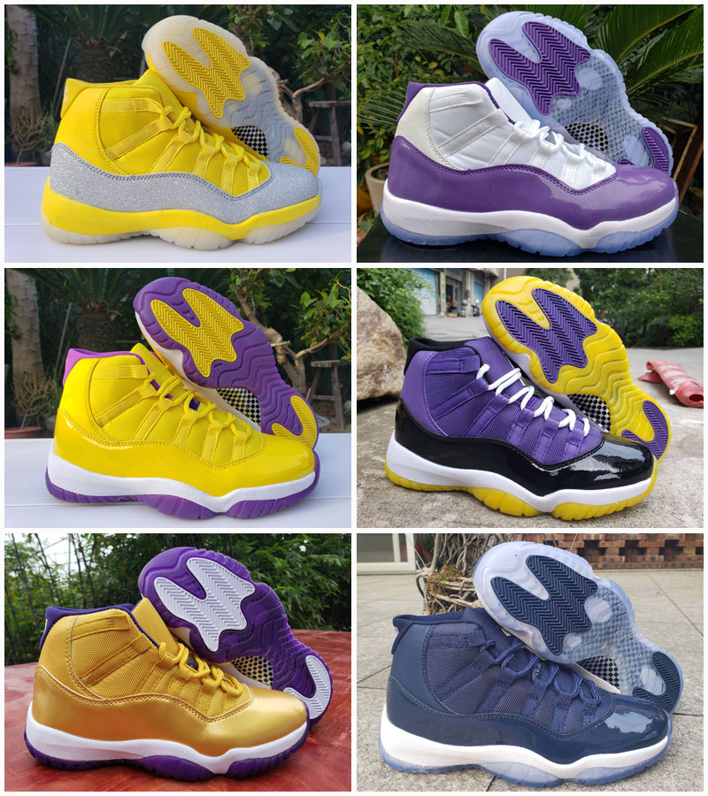 

11 11s Men Jumpman Basketball Shoes Concord 45 Yellow White Metallic Silver Black Purple Lakers Designer sneakers trainer Size 40-47, As picture 4