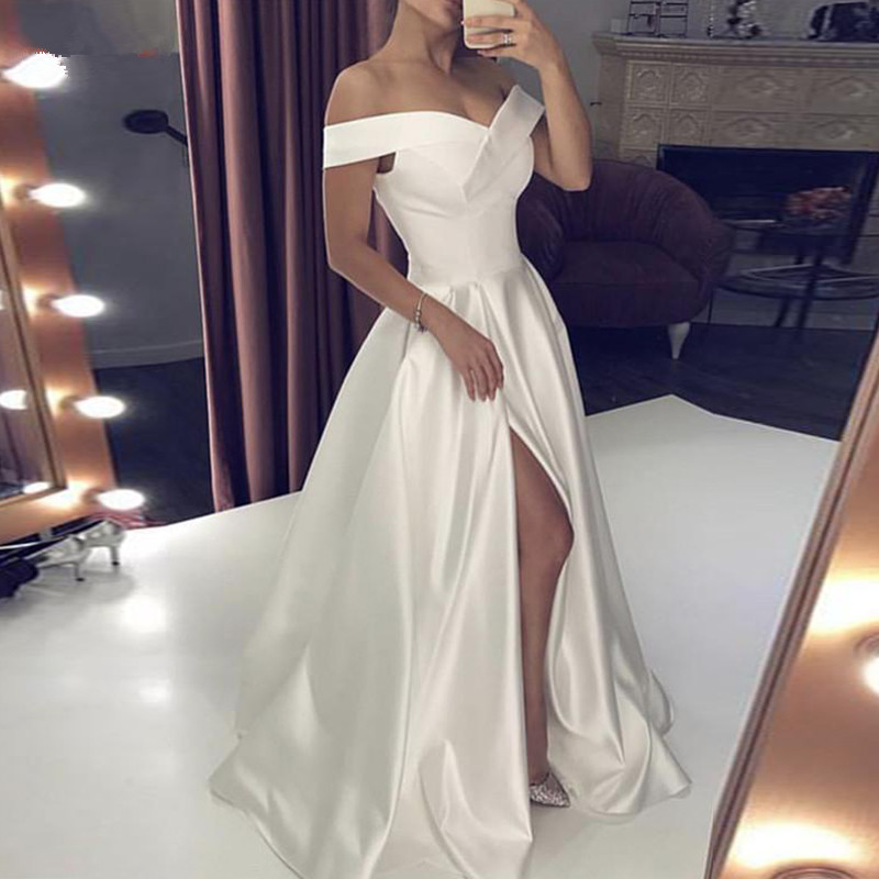 vestido branco de seda longo